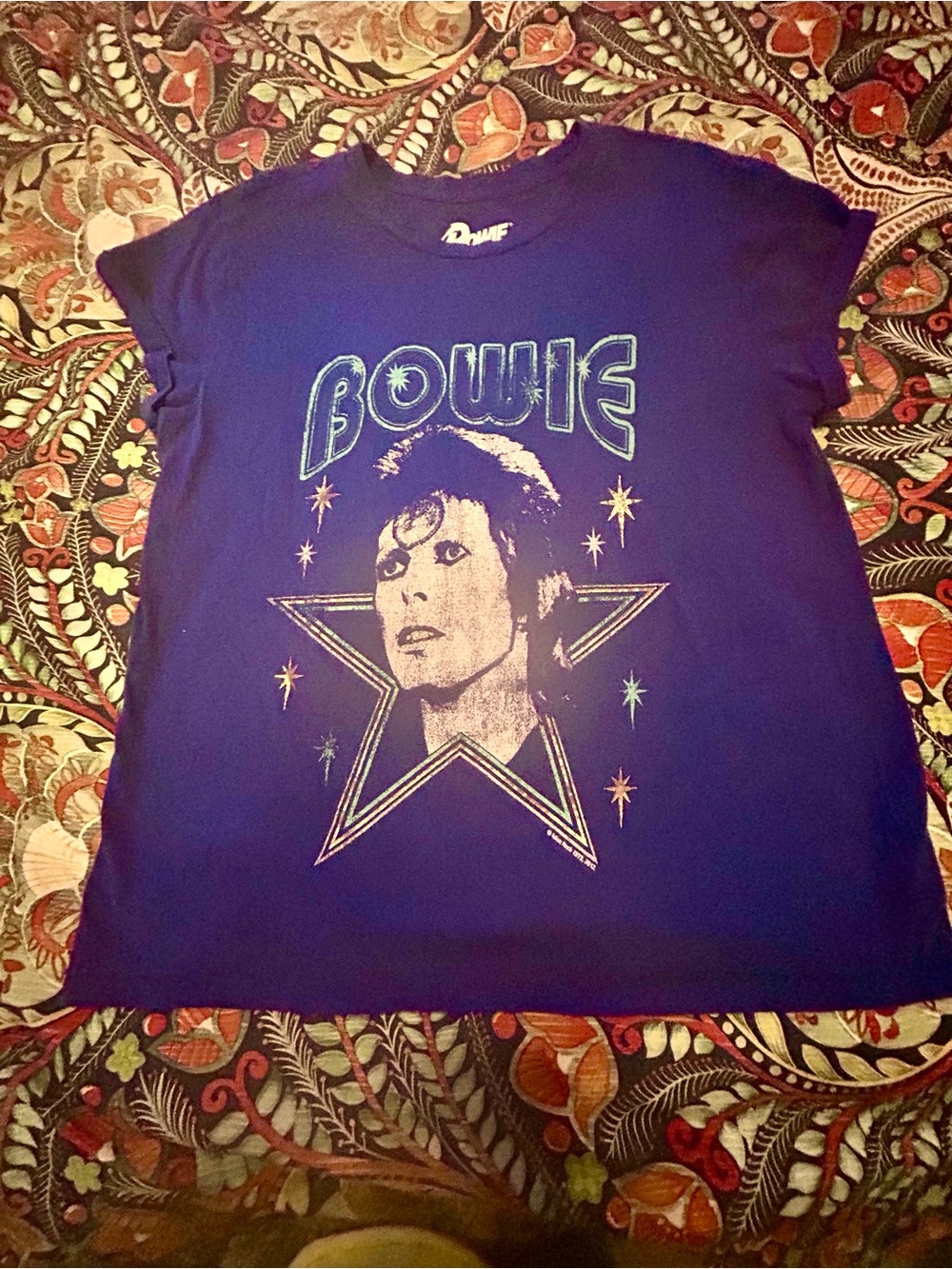 Lucky Brand Bowie Graphic Tee - Blue with White Print